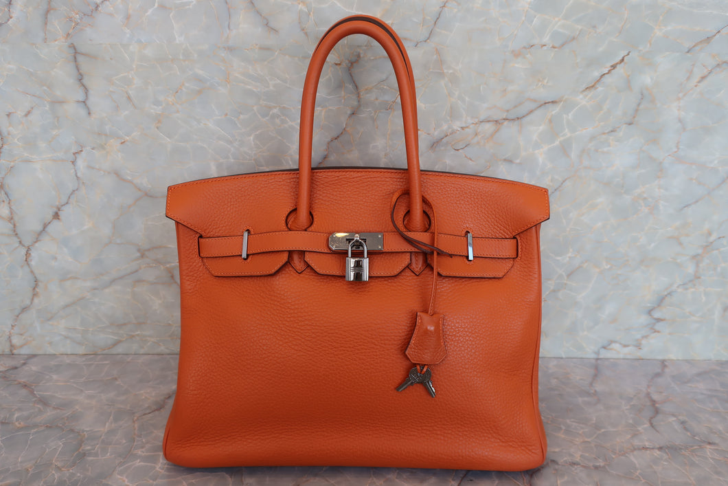 HERMES／エルメス バーキン35 トリヨンクレマンス オレンジ □I刻印 ハンドバッグ 700080103