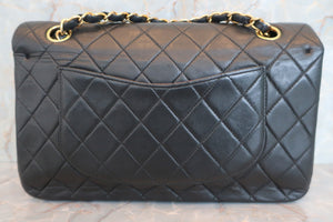 CHANEL Matelasse double flap double chain shoulder bag Lambskin Black/Gold hadware Shoulder bag 600090249