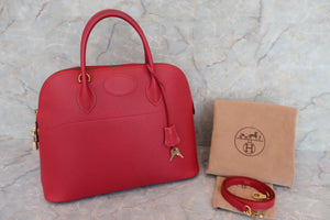 HERMES BOLIDE 35 Graine Couchevel leather Rouge vif □A Engraving Shoulder bag 600070108