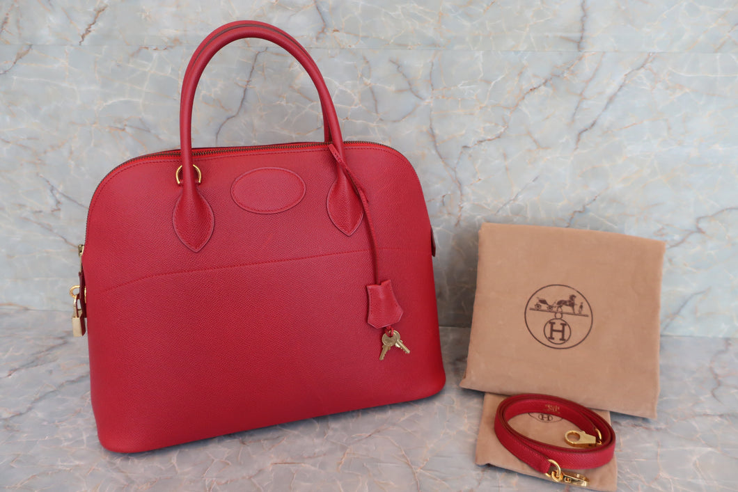 HERMES BOLIDE 35 Graine Couchevel leather Rouge vif □A刻印 Shoulder bag 600070108