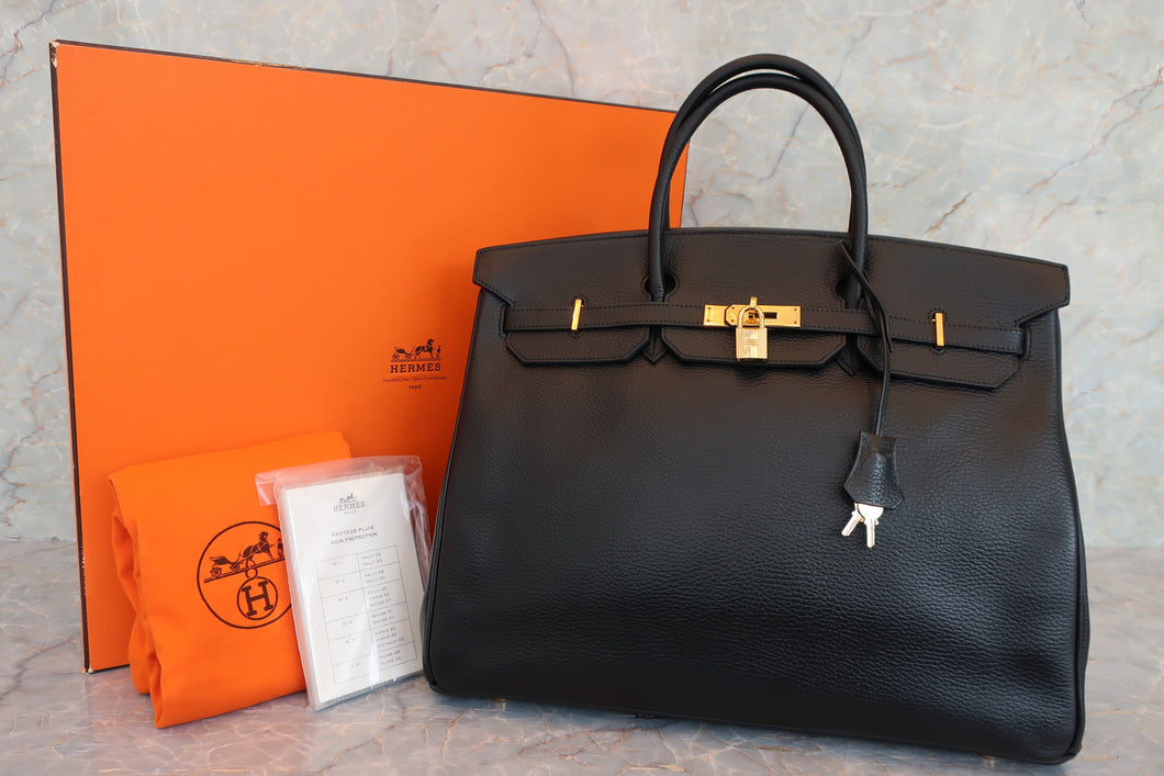 HERMES／エルメス バーキン40 アルデンヌ ブラック □F刻印 ハンドバッグ 700040057