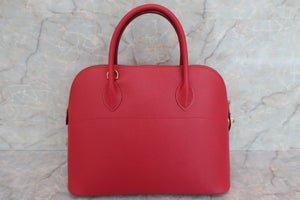 HERMES BOLIDE 35 Graine Couchevel leather Rouge vif □A Engraving Shoulder bag 600070108