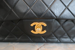 CHANEL/シャネル マトラッセWフラップWチェーンショルダーバッグ ラムスキン ブラック/ゴールド金具 ショルダーバッグ 600090249