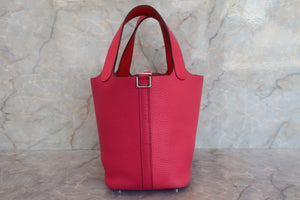 HERMES PICOTIN LOCK CASAQUEClemence leather  2PM Rose Mexico/Rose extreme/Rouge de Cou Z Engraving Hand bag 600060001