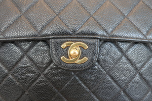 CHANEL/シャネル 中マトラッセシングルフラップチェーンショルダーバッグ キャビアスキン ブラック/ゴールド金具 ショルダーバッグ 600100164