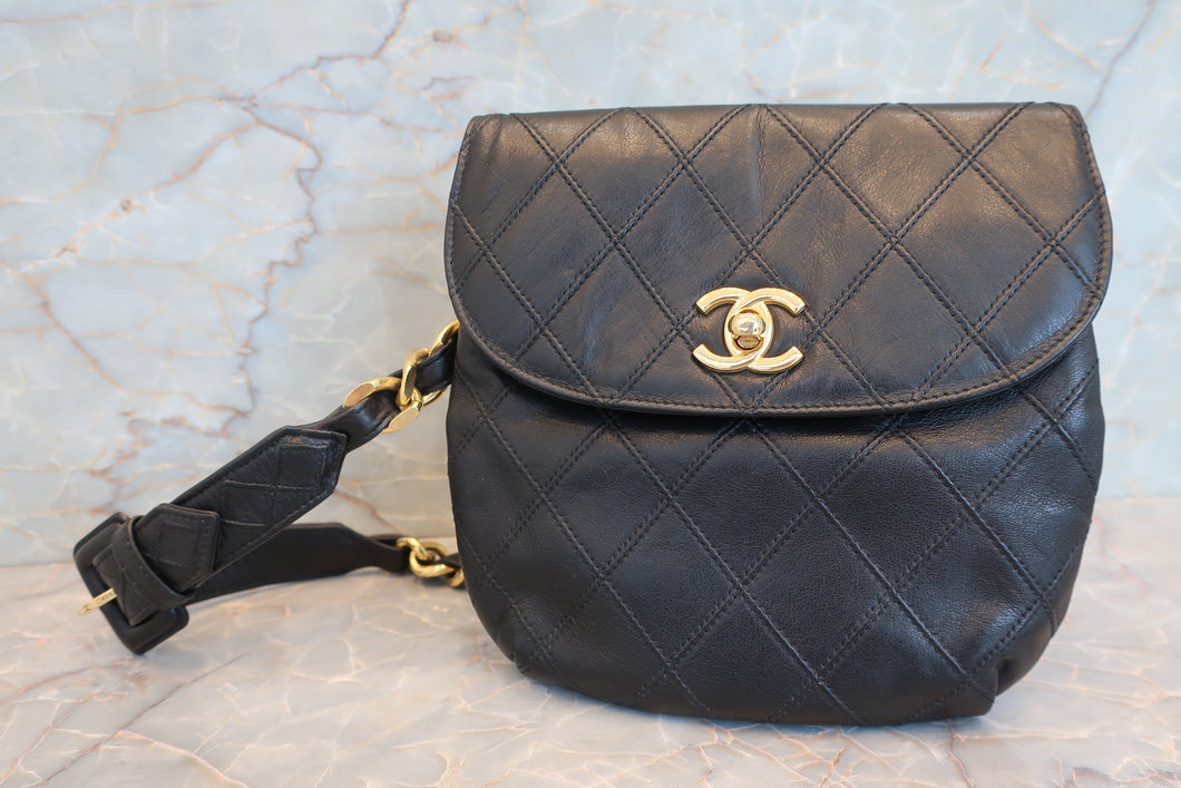 CHANEL/シャネル ビコローレウエストバッグ ラムスキン ブラック/ゴールド金具 ウエストバッグ 700070132