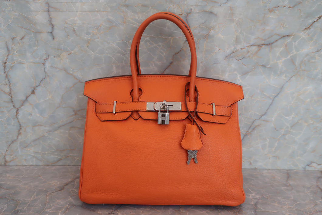 HERMES／エルメス バーキン30 トリヨンクレマンス オレンジ □I刻印 ハンドバッグ 700050282
