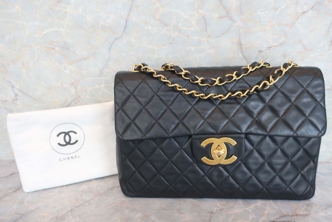 CHANEL/香奈儿 大号CF 单盖 链条包 羊皮 Black/Gold hadware(黑色/金色金属) 肩背包 600080167