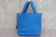 Load image into Gallery viewer, HERMES PICOTIN LOCK GM Clemence leather Blue hydra X Engraving Hand bag 600070092
