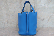 Load image into Gallery viewer, HERMES PICOTIN LOCK GM Clemence leather Blue hydra X Engraving Hand bag 600070092
