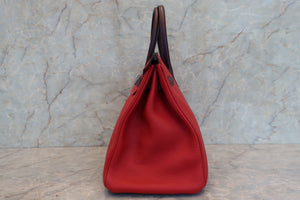 HERMES／エルメス バーキン35 トリヨンクレマンス ルージュカザック/レザン □Q刻印 ハンドバッグ 700020216