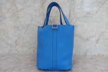 Load image into Gallery viewer, HERMES PICOTIN LOCK GM Clemence leather Blue hydra X Engraving Hand bag 600070092
