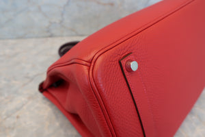 HERMES／エルメス バーキン35 トリヨンクレマンス ルージュカザック/レザン □Q刻印 ハンドバッグ 700020216