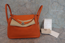 将图片加载到图库查看器，HERMES LINDY 30 Clemence leather Orange □P刻印 Shoulder bag 800020230
