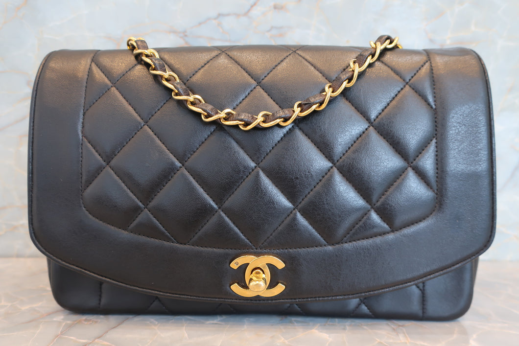 CHANEL/シャネル ダイアナマトラッセチェーンショルダーバッグ ラムスキン ブラック/ゴールド金具 ショルダーバッグ 700070063