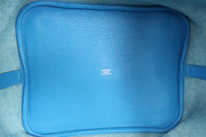 HERMES PICOTIN LOCK GM Clemence leather Blue hydra X Engraving Hand bag 600070092