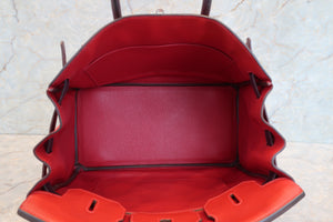 HERMES／エルメス バーキン35 トリヨンクレマンス ルージュカザック/レザン □Q刻印 ハンドバッグ 700020216
