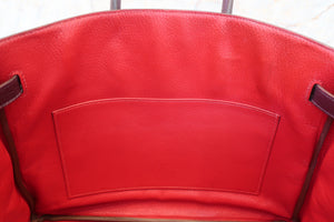 HERMES／エルメス バーキン35 トリヨンクレマンス ルージュカザック/レザン □Q刻印 ハンドバッグ 700020216