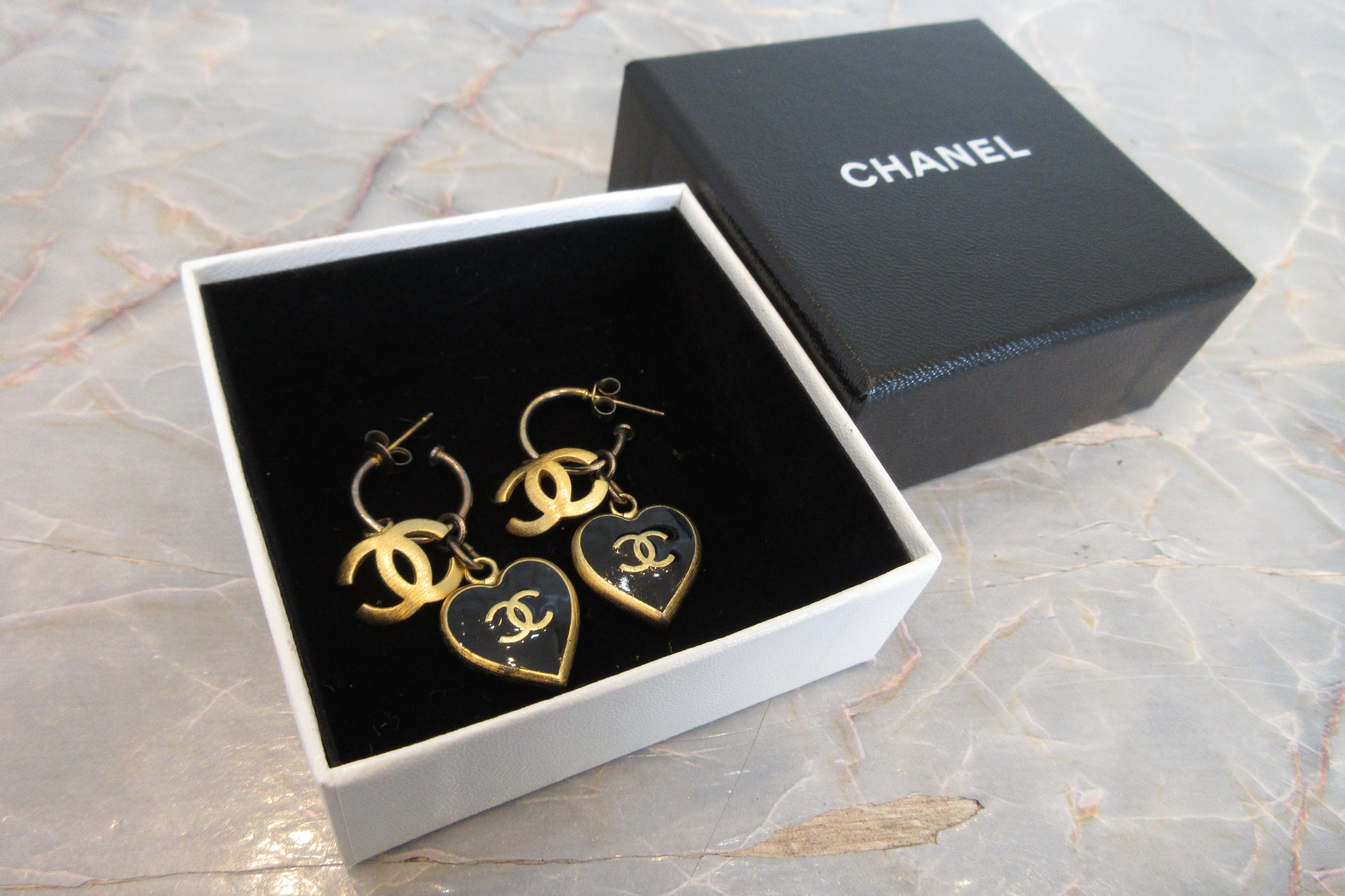CHANEL/シャネル ココマークハートピアス 金メッキ ゴールド