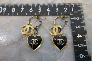 CHANEL/シャネル ココマークハートピアス 金メッキ ゴールド/ブラック ピアス 700010064