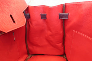 HERMES／エルメス バーキン35 トリヨンクレマンス ルージュカザック/レザン □Q刻印 ハンドバッグ 700020216