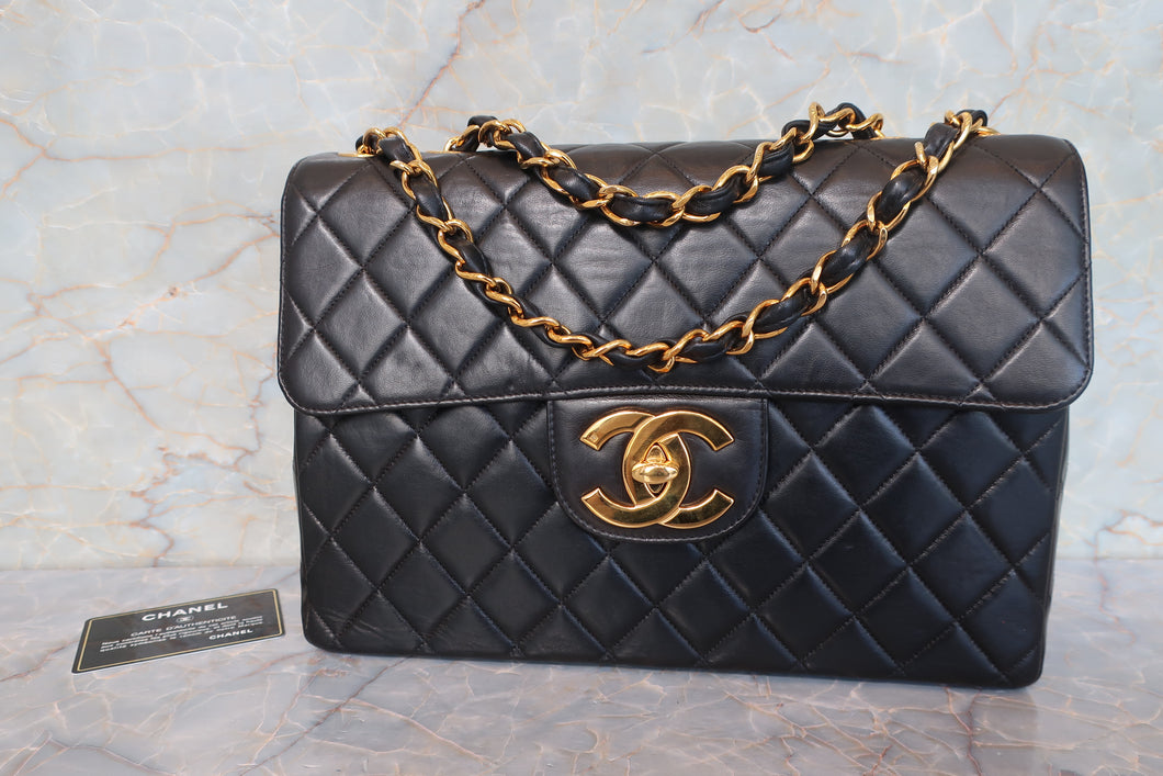 CHANEL/シャネル 中マトラッセシングルフラップチェーンショルダーバッグ ラムスキン ブラック/ゴールド金具 ショルダーバッグ 700100115