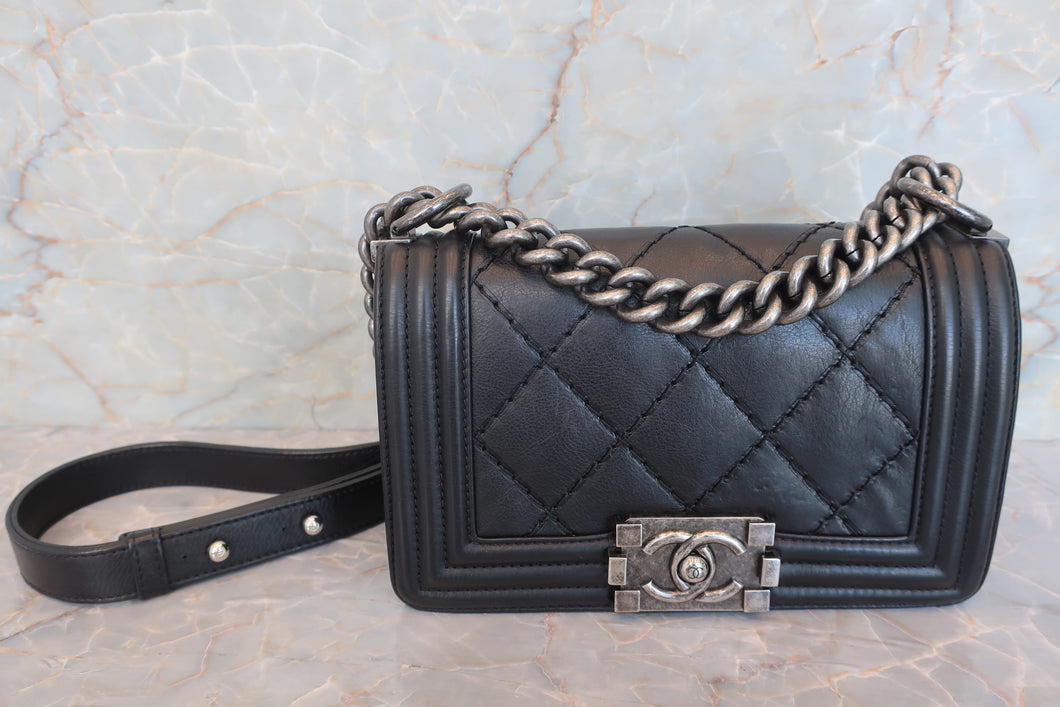 CHANEL/シャネル ボーイシャネル チェーンショルダーバッグ ラムスキン ブラック/ゴールド金具 ショルダーバッグ 600080159