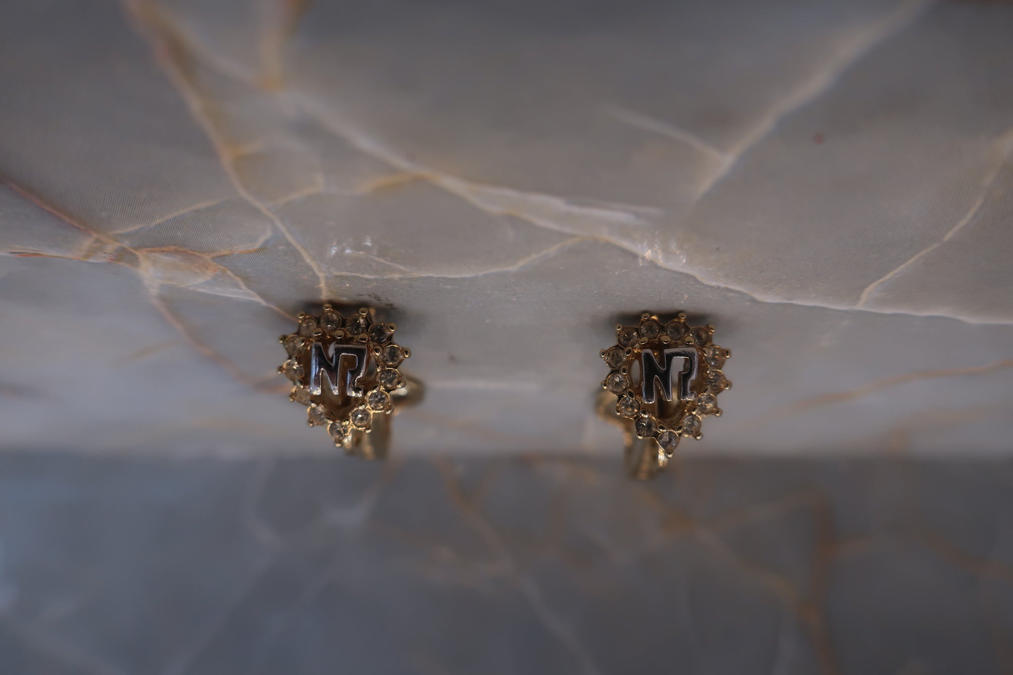 NINA RICCI Rhinestone earrings Gold plate Gold E ...