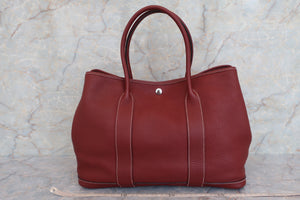 HERMES GARDEN PARTY PM Negonda leather Rouge H □N Engraving Tote bag 600040153
