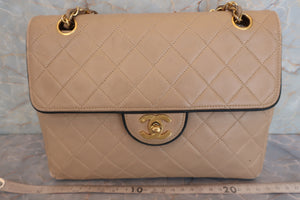 CHANEL/香奈儿 CF 链条包 羊皮 Beige/Black/Gold hadware(米色/黑色/金色金属) 肩背包  600080101