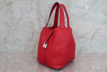 将图片加载到图库查看器，HERMES PICOTIN LOCK MM Clemence leather Rouge casaque □P刻印 Hand bag 600070055
