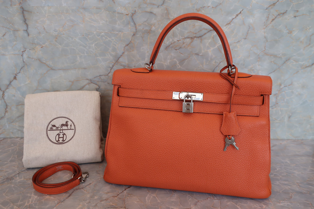 HERMES／エルメス ケリー35 トゴ オレンジ □Q刻印 ショルダーバッグ 700090231