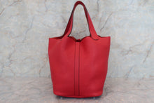 将图片加载到图库查看器，HERMES PICOTIN LOCK MM Clemence leather Rouge casaque □P刻印 Hand bag 600070055
