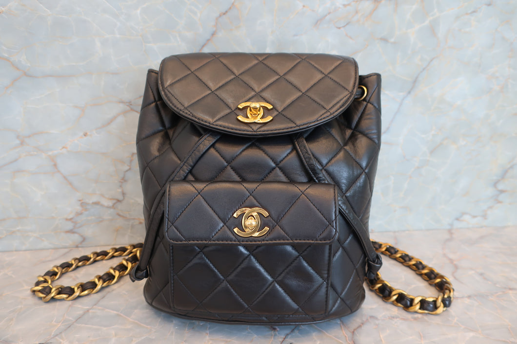 CHANEL/シャネル マトラッセチェーンリュック ラムスキン ブラック/ゴールド金具 リュック 700070090