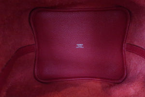 HERMES PICOTIN LOCK MM Clemence leather Rouge casaque □P Engraving Hand bag 600070055