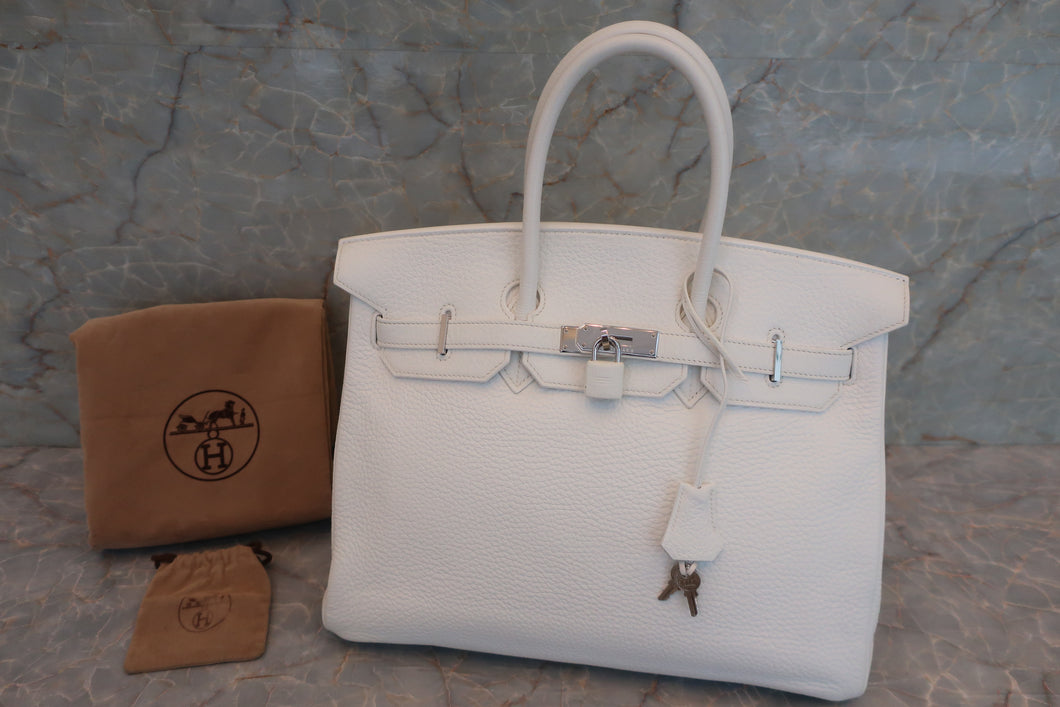 HERMES BIRKIN 35 Clemence leather White □I刻印 Hand bag 600070095