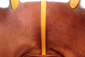 HERMES PICOTIN LOCK TOUCH MM Clemence leather/Swift leather Cuivre/Jaune d'or X Engraving Hand bag 700060008
