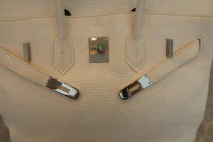 HERMES BIRKIN 35 Clemence leather White □I刻印 Hand bag 600070095