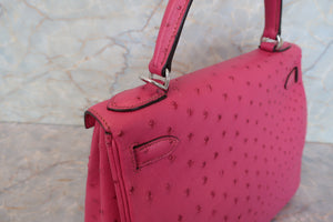 HERMES／エルメス ケリー28 オーストリッチ フューシャピンク □H刻印 ショルダーバッグ 700090215