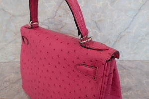 HERMES／エルメス ケリー28 オーストリッチ フューシャピンク □H刻印 ショルダーバッグ 700090215