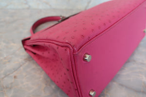 HERMES／エルメス ケリー28 オーストリッチ フューシャピンク □H刻印 ショルダーバッグ 700090215