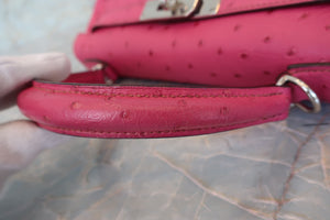 HERMES／エルメス ケリー28 オーストリッチ フューシャピンク □H刻印 ショルダーバッグ 700090215