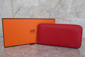 HERMES／エルメス アザップロング シェーブル ルージュカザック □Q刻印 財布 700040127