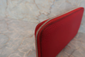 HERMES／エルメス アザップロング シェーブル ルージュカザック □Q刻印 財布 700040127