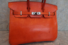 将图片加载到图库查看器，HERMES BIRKIN 25 Lizard Orange □J刻印 Hand bag 600090289
