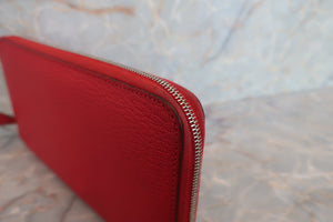 HERMES／エルメス アザップロング シェーブル ルージュカザック □Q刻印 財布 700040127