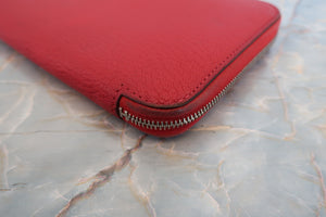 HERMES／エルメス アザップロング シェーブル ルージュカザック □Q刻印 財布 700040127