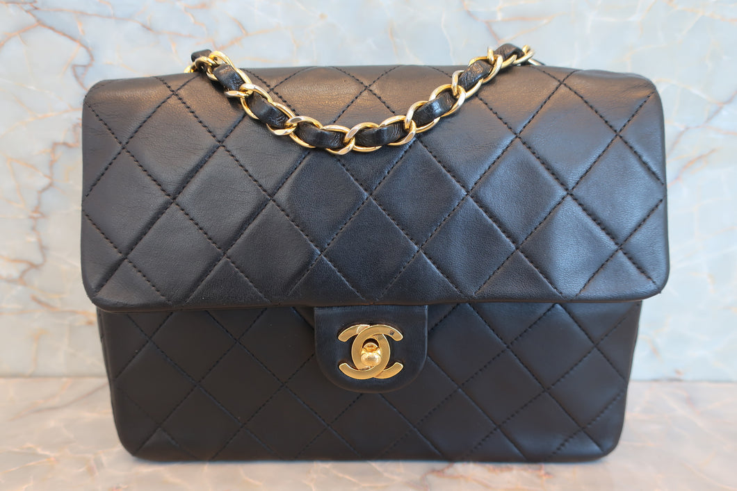 CHANEL/シャネル ミニマトラッセシングルフラップチェーンショルダーバッグ ラムスキン ブラック/ゴールド金具 ショルダーバッグ 700080108
