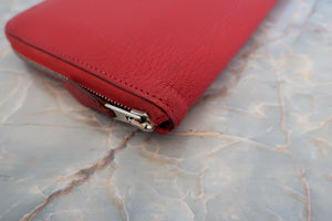 HERMES／エルメス アザップロング シェーブル ルージュカザック □Q刻印 財布 700040127