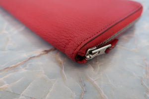 HERMES／エルメス アザップロング シェーブル ルージュカザック □Q刻印 財布 700040127